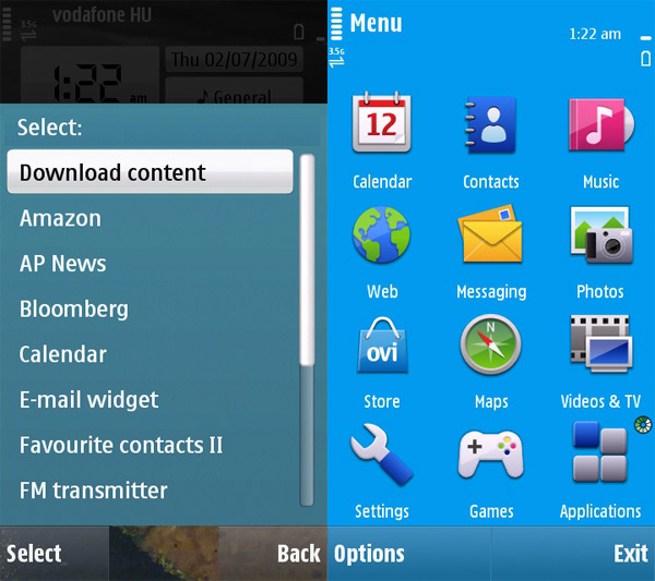 Nokia N97 menu
