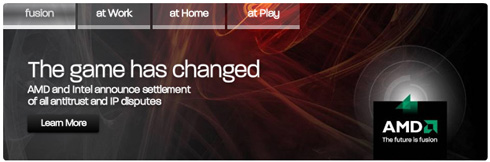 A megegyezés bejelentése az AMD weboldalán