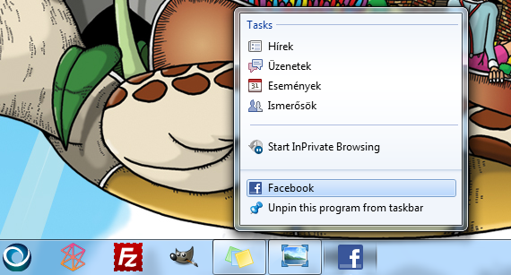 Pinned site-ok használata Pinned site-ok használata