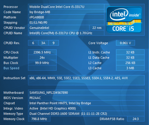 Intel Core i5-3317U: Ivy Bridge ULV, 17 W TDP