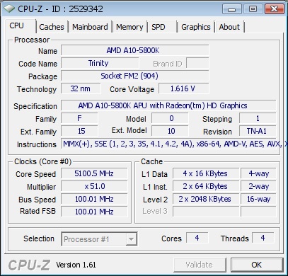AMD Trinity APU 5100,47 MHz-en