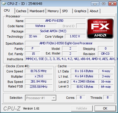 AMD FX-8350 8176,5 MHz-en