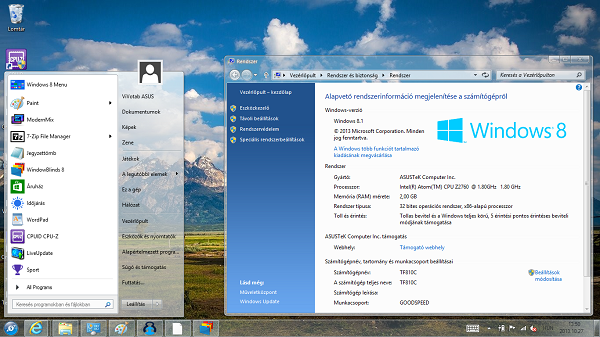 Ugye, mennyire hasonlít a Windows 7-re? Ugye, mennyire hasonlít a Windows 7-re?