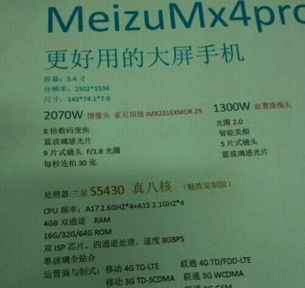 4 gigabájt memóriával érkezhet a Meizu MX4 Pro