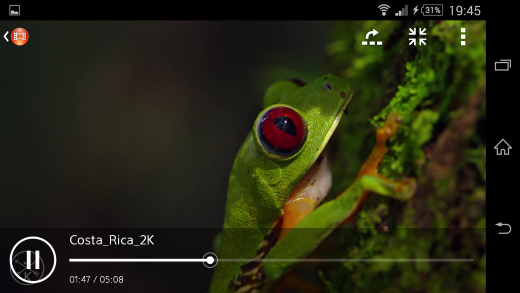 A Sony Xperia Z3 videolejátszója