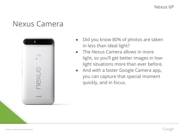 A kiszivárgott Nexus 6P prospektus egy oldala