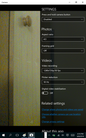 A kamera keresőképernyője (Android és Windows 10)