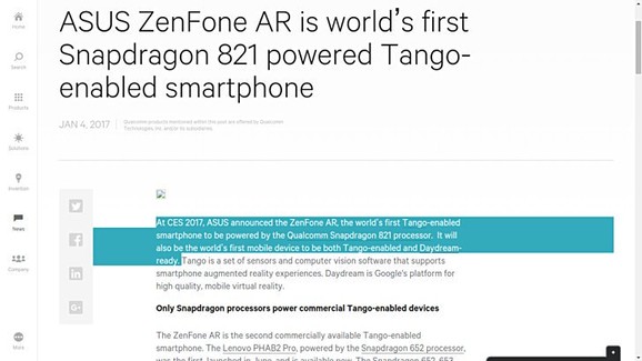 A Qualcomm sajtóanyaga kotyoghatta el az Asus Zenfone AR érkezését