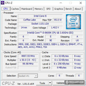 Az Intel Core i5-8600K alapórajelen és túlhúzva