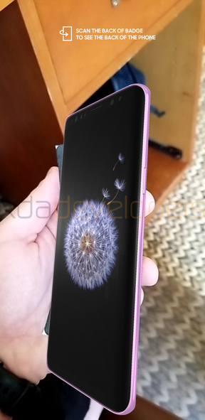 A Galaxy S9 3D-s modellje AR-ben, a módosított Unpacked 2018 alkalmazáson keresztül