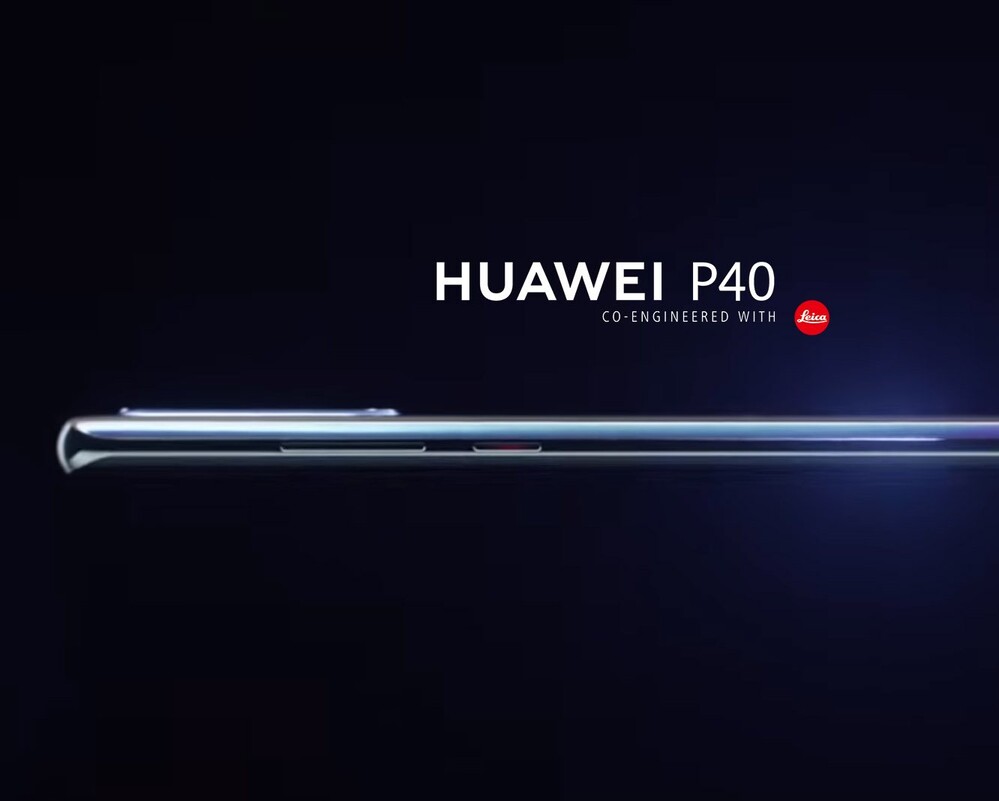 A Huawei P40 első nem hivatalos forrásból származó renderképe, a szélen lehajló panellel