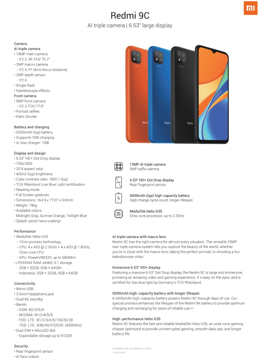 Ширина Xiaomi Redmi Note 9