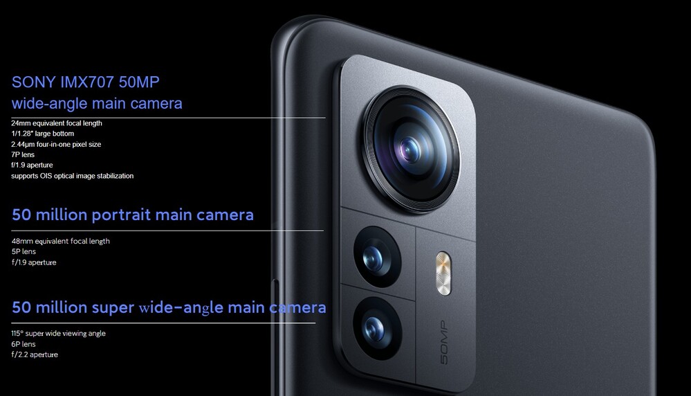 A Xiaomi 12 Pro kamerarendszere. Bár külsőre ugyanúgy néz ki, mint a sima 12 vagy a 12X, ez kínálja a legtöbbet.