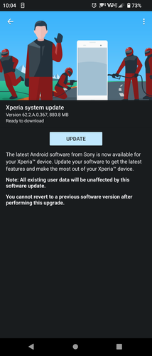 Android 13-as OTA az Xperia 10 III-on.
