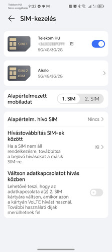 SIM-kártya beállítások (Android 13, Honor MagicOS 7.2)