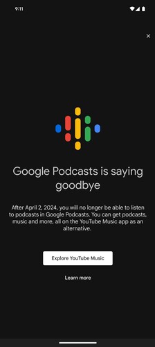 Ilyen értesítésekkel próbálja a Google Podcasts átterelni a felhasználókat a YouTube Music használatára