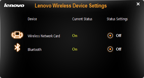 Lenovo Wireless Device Settings