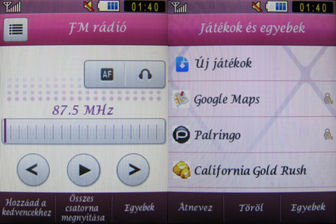 Samsung Diva menu