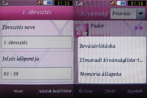 Samsung Diva menu