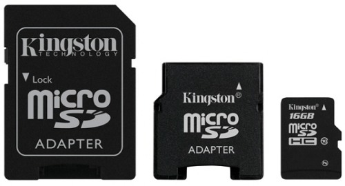 Kingson 16 GB microSDHC Class 10 SD és miniSD adapterrel