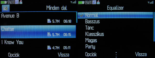Alcatel OT-808 menü