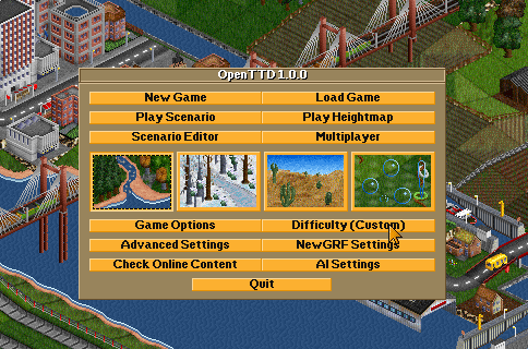 Open TTD bejelentkező képernyő