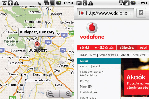 Vodafone 845 menü