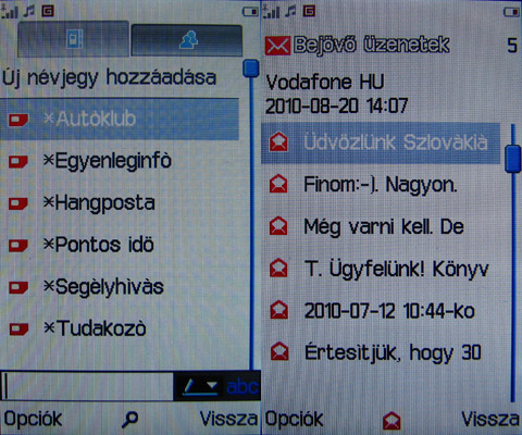 Vodafone 547 menü