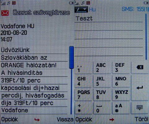 Vodafone 547 menü