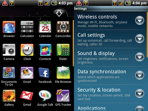 Motorola Quench XT3 menü