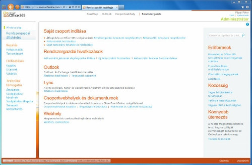 Ilyen a rendszergazdai felület