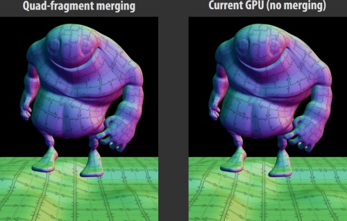 A quad-fragment merging minősége a hagyományos raszterizáláshoz viszonyítva