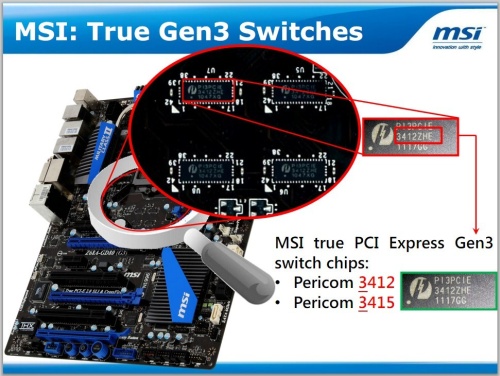 Az MSI által használt kapcsolóáramkör, ami a PCI Express 3.0 támogatáshoz kell