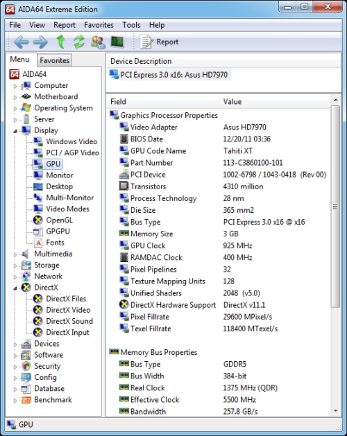 Az AIDA64 összegzése az AMD Radeon Hd 7970-ről