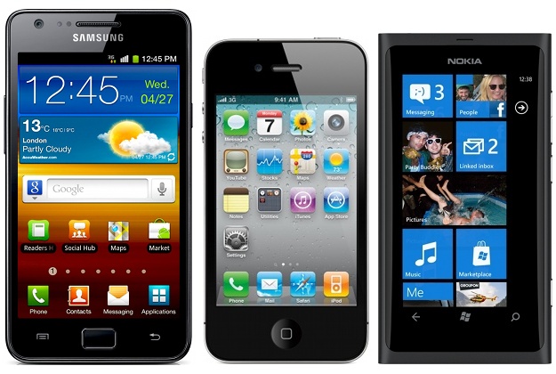 Galaxy S II, iPhone 4 és Lumia 800
