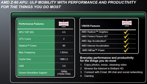 Az AMD Z-60 képességei