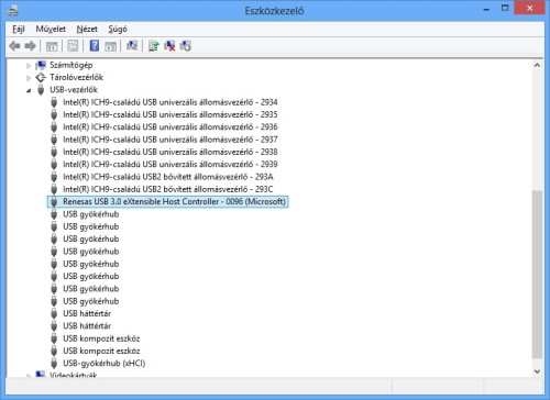 Integrált Renesas USB 3.0 meghajtó a Windows 8-ban