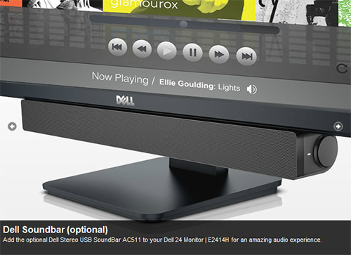 Opcionális USB-s soundbar is kapható a Dell E2414H-hoz