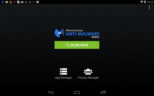 Android 4.4 rendszeren futó MBAM kezdőképernyője