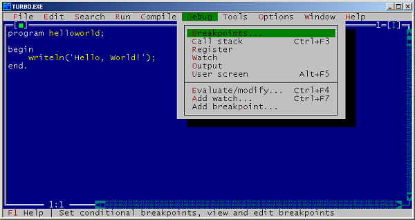 Nagy klasszikus a Turbo Pascal 7.0