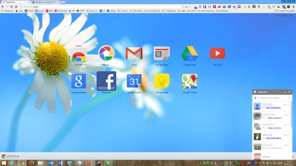 Windows 8.1 rendszeren futó Google Chrome a csevegővel