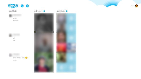 Meglehetősen nagy a hasonlóság a Modern felületű Windowsos Skype alkalmazással