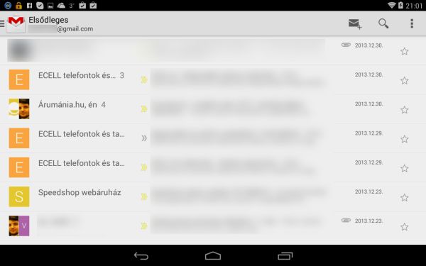 A közelmúltban renovált Gmail alkalmazás