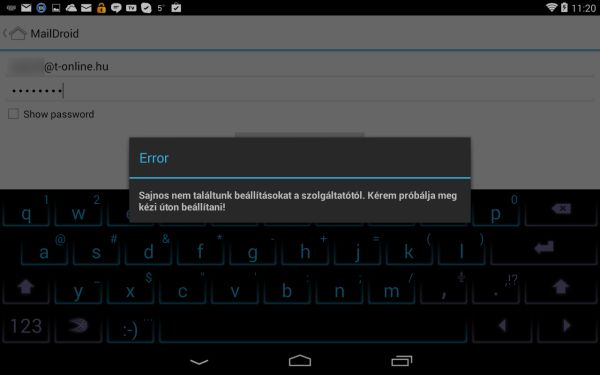 Automatikus beállítások is vannak, de a T-Online szerverinformációinak lekérésénél elbukik