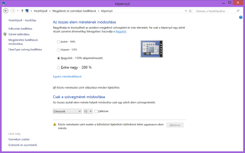 DPI beállítás Windows 8.1 alatt
