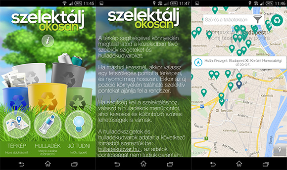 Térképpel lehet megtalálni a hulladékgyűjtő pontokat a Szektálj okosan Magyarország! appban