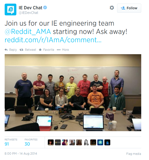 Az Internet Explorer fejlesztői csapata