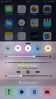 iOS 8 vezérlőközpont