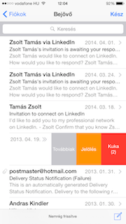 iOS 8 email lehetőségek