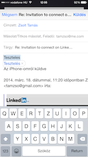 iOS 8 email írás